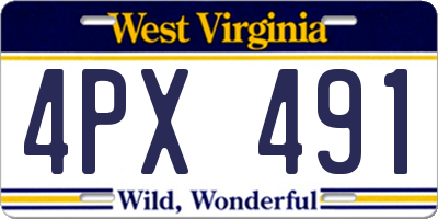 WV license plate 4PX491