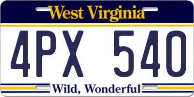 WV license plate 4PX540