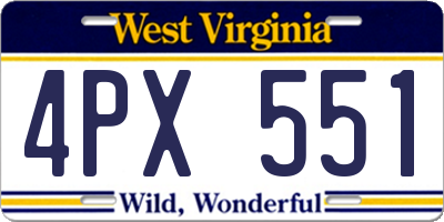 WV license plate 4PX551