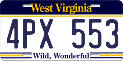 WV license plate 4PX553