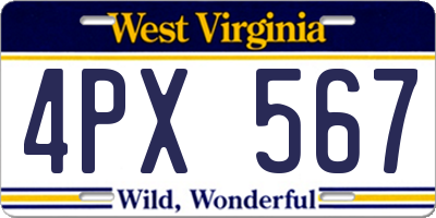 WV license plate 4PX567