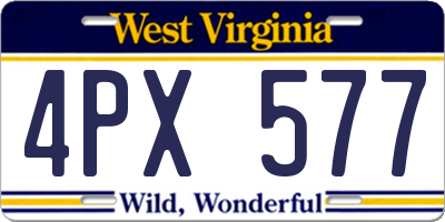 WV license plate 4PX577
