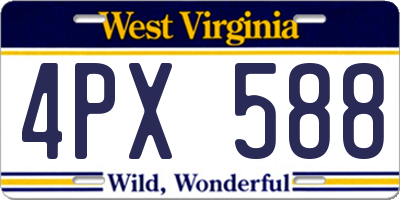 WV license plate 4PX588