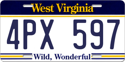 WV license plate 4PX597