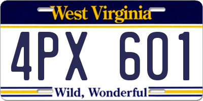 WV license plate 4PX601