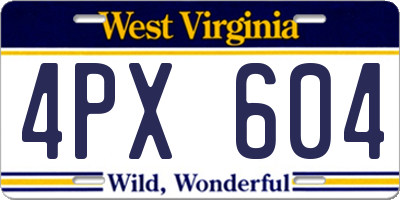 WV license plate 4PX604