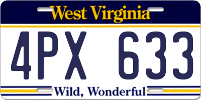 WV license plate 4PX633