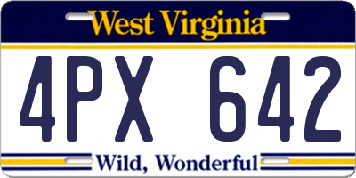 WV license plate 4PX642