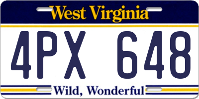 WV license plate 4PX648