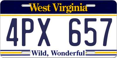 WV license plate 4PX657