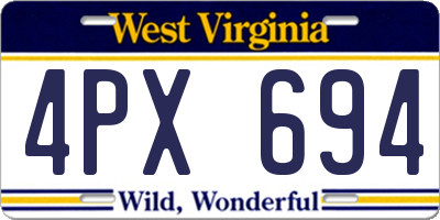WV license plate 4PX694