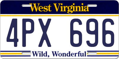 WV license plate 4PX696