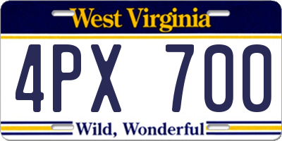 WV license plate 4PX700