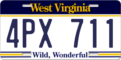 WV license plate 4PX711