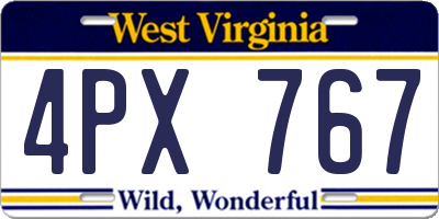 WV license plate 4PX767