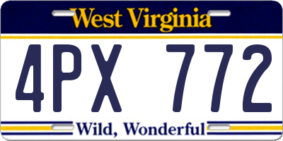 WV license plate 4PX772