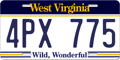 WV license plate 4PX775