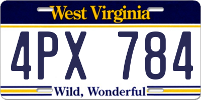 WV license plate 4PX784