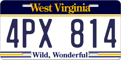 WV license plate 4PX814