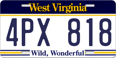 WV license plate 4PX818