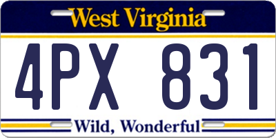 WV license plate 4PX831