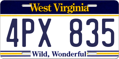WV license plate 4PX835