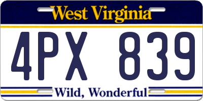 WV license plate 4PX839