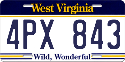 WV license plate 4PX843