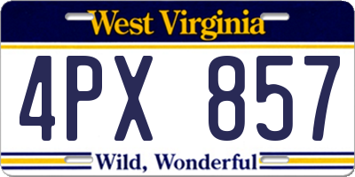 WV license plate 4PX857
