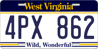 WV license plate 4PX862