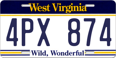 WV license plate 4PX874