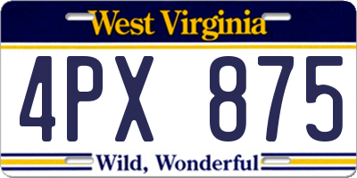 WV license plate 4PX875