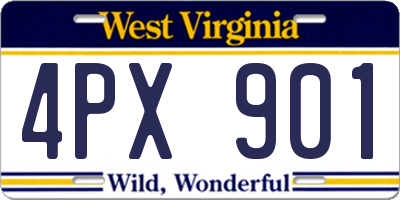 WV license plate 4PX901