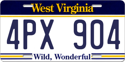 WV license plate 4PX904