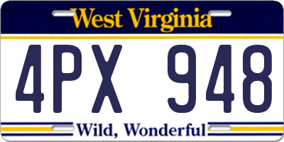 WV license plate 4PX948