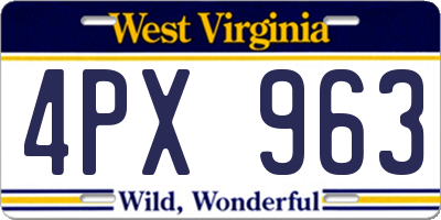 WV license plate 4PX963