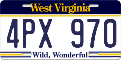 WV license plate 4PX970