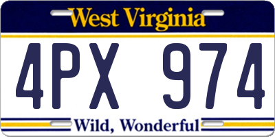 WV license plate 4PX974
