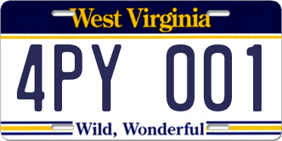 WV license plate 4PY001