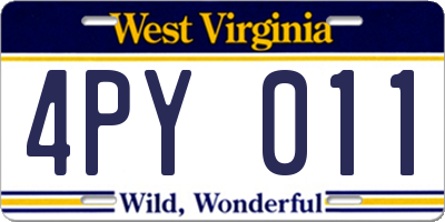 WV license plate 4PY011