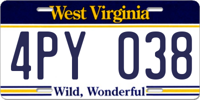 WV license plate 4PY038