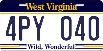 WV license plate 4PY040