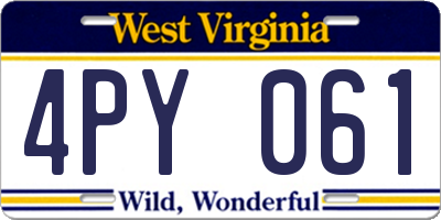 WV license plate 4PY061