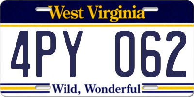WV license plate 4PY062