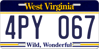 WV license plate 4PY067