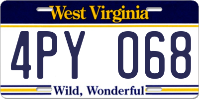 WV license plate 4PY068