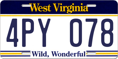 WV license plate 4PY078