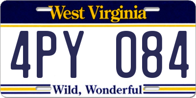 WV license plate 4PY084