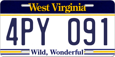 WV license plate 4PY091