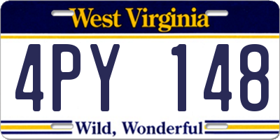 WV license plate 4PY148